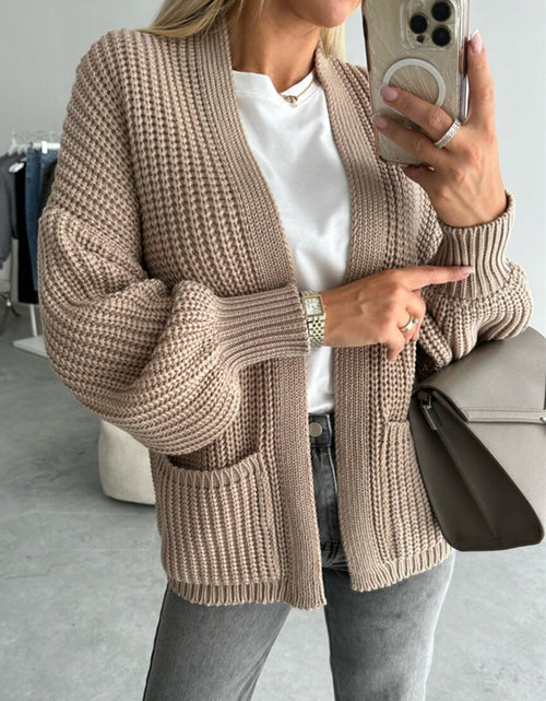 Load image into Gallery viewer, Open Front Dropped Shoulder Cardigan

