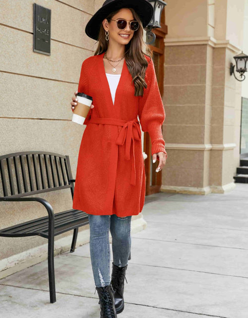 Load image into Gallery viewer, Open Front Lantern Sleeve Cardigan
