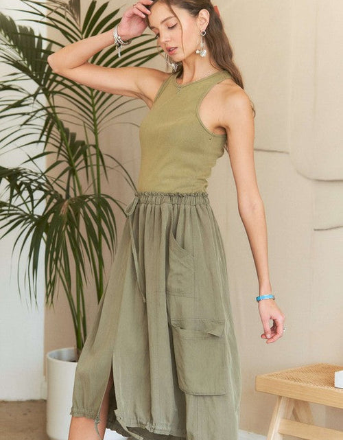 Load image into Gallery viewer, ADORA Drawstring Sleeveless Washed Dress
