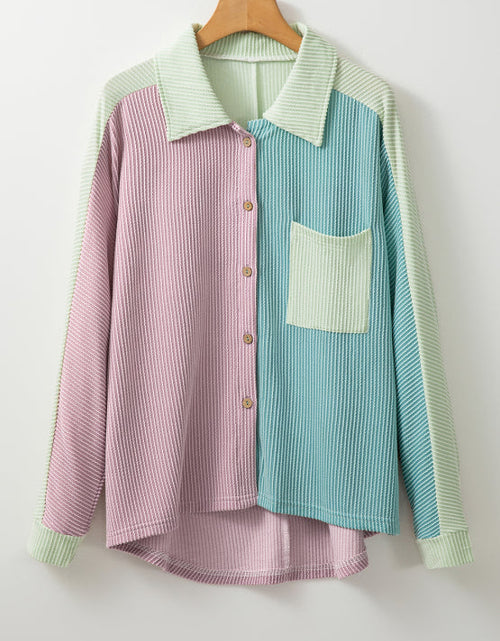 Load image into Gallery viewer, Color Block Corded Button Up Shacket
