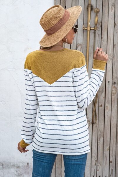 Load image into Gallery viewer, Striped Round Neck Long Sleeve T-Shirt
