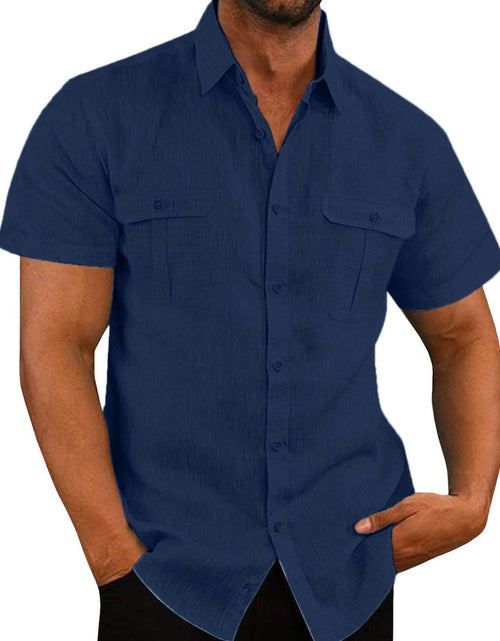 Load image into Gallery viewer, Men's Plus Size Collared Neck Short Sleeve Shirt
