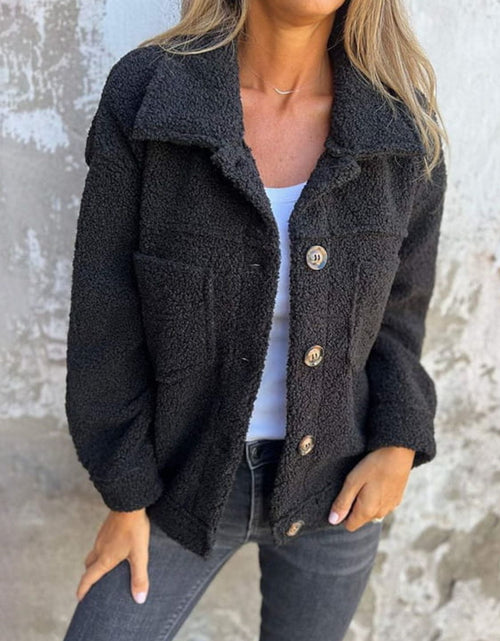 Load image into Gallery viewer, Full Size Fuzzy Button Up Drop Shoulder Jacket
