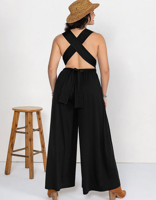 Load image into Gallery viewer, Plus Size V-Neck Wide Leg Jumpsuit
