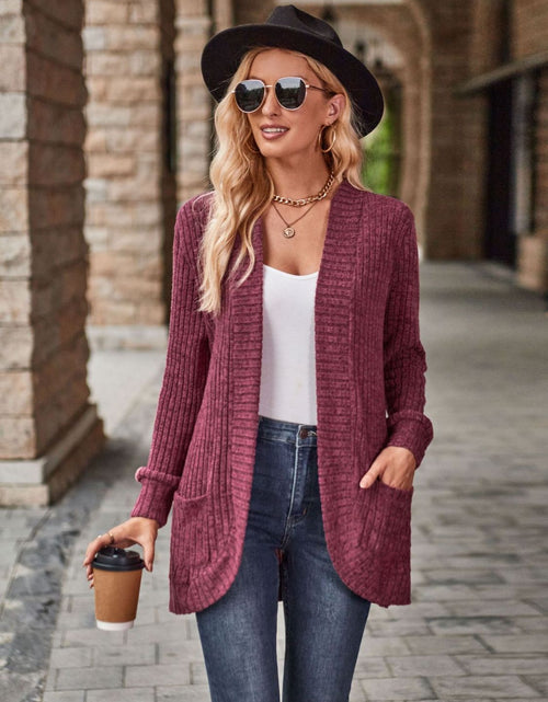 Load image into Gallery viewer, Open Front Cardigan with Pockets
