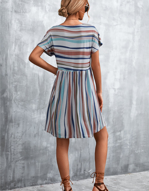 Load image into Gallery viewer, Striped Round Neck Dress
