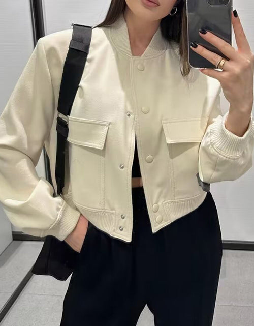 Load image into Gallery viewer, Pocketed Snap Down Baseball Collar Jacket
