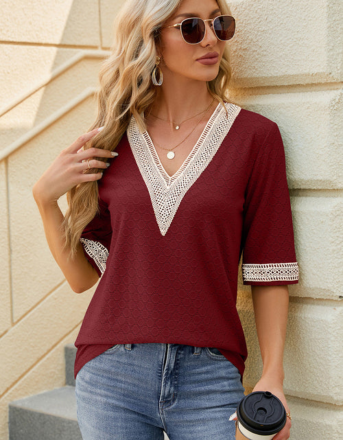 Load image into Gallery viewer, V-Neck Half Sleeve T-Shirt
