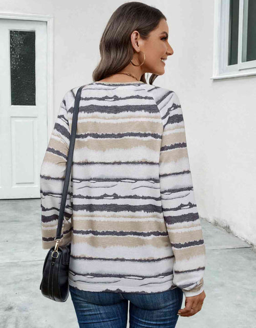 Load image into Gallery viewer, Striped V-Neck Long Sleeve T-Shirt
