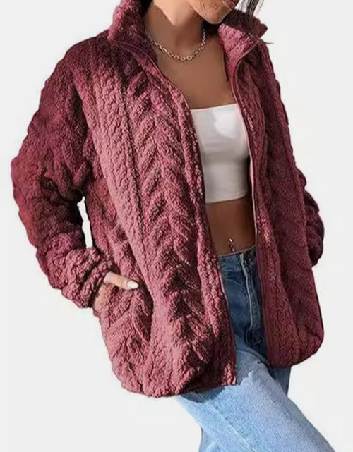 Load image into Gallery viewer, Fuzzy Zip Up Long Sleeve Jacket

