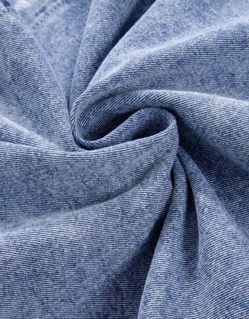 Load image into Gallery viewer, Raw Hem Button Down Long Sleeve Denim Dress
