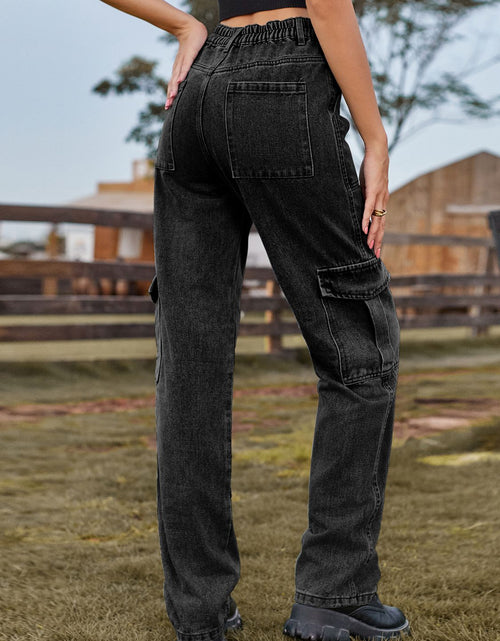 Load image into Gallery viewer, High Waist Cargo Jeans
