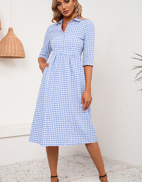 Load image into Gallery viewer, Ivy Lane Plaid Collared Neck Midi Dress
