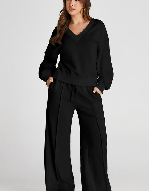 Load image into Gallery viewer, V-Neck Long Sleeve Top and Pants Active Set
