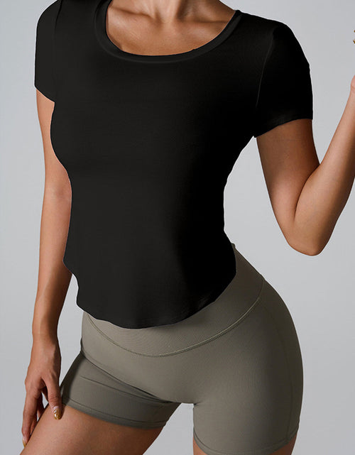 Load image into Gallery viewer, Cutout Round Neck Short Sleeve Active T-Shirt
