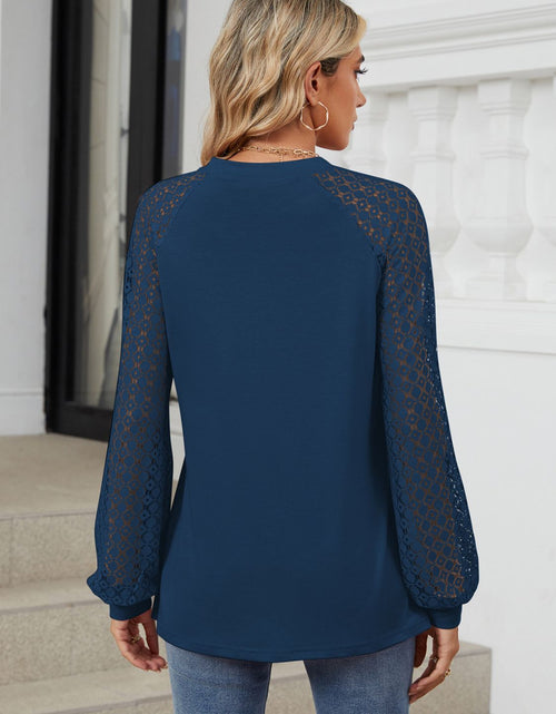 Load image into Gallery viewer, Round Neck Lace Long Sleeve Top
