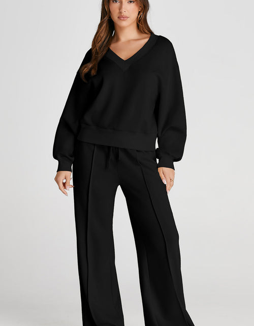 Load image into Gallery viewer, V-Neck Long Sleeve Top and Pants Active Set
