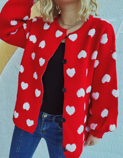 Load image into Gallery viewer, Heart Button Up Long Sleeve Cardigan
