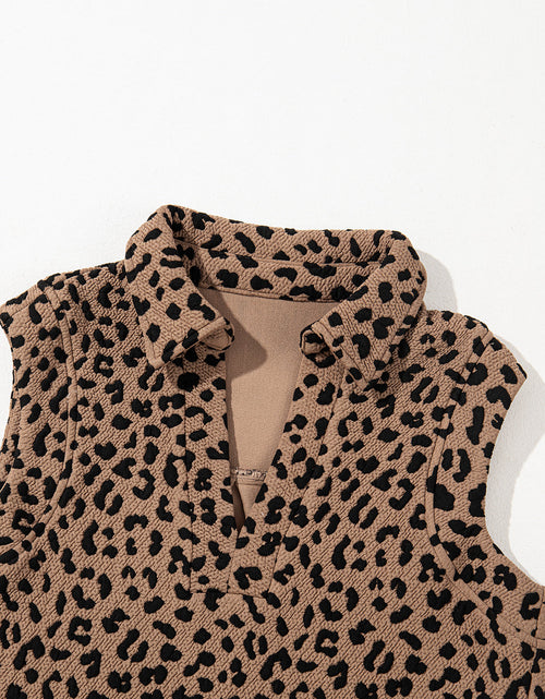 Load image into Gallery viewer, Leopard Johnny Collar Sleeveless Mini Dress

