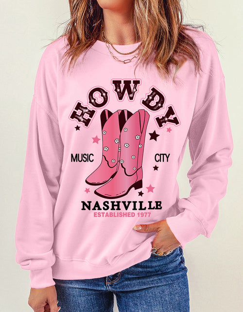 Load image into Gallery viewer, Cowboy Boots Graphic Dropped Shoulder Sweatshirt
