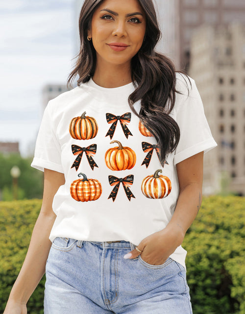 Load image into Gallery viewer, Pumpkin Round Neck Short Sleeve T-Shirt
