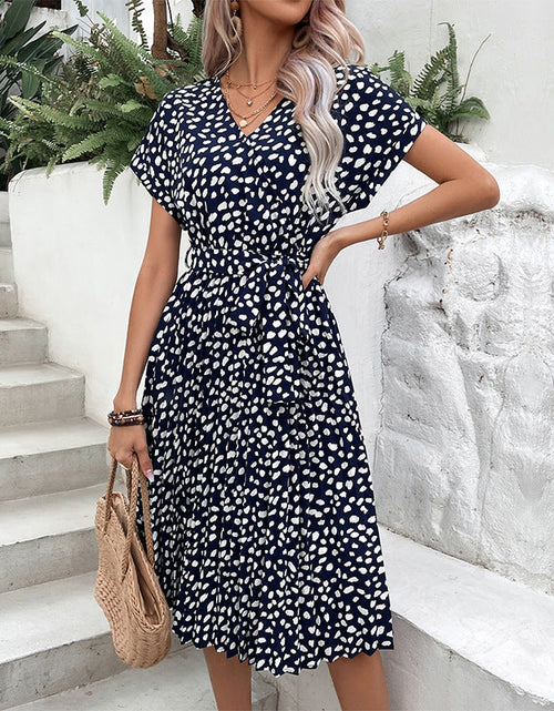 Load image into Gallery viewer, Perfee Printed Tie Waist A-Line Dress
