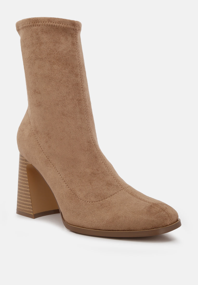 candid high ankle flared block heel boots by London Rag