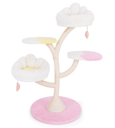 Multi-Layer Cat Tree Cat Tower with 2 Cat Perches 2 Platforms-Pink