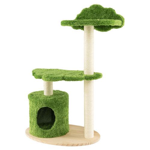 Load image into Gallery viewer, 38 Inch Cute Cat Tree for Indoor Cats with Fully Wrapped Sisal Scratching Posts-Green
