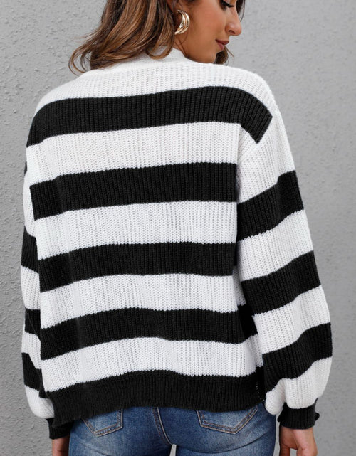 Load image into Gallery viewer, Striped Button Up Long Sleeve Sweater
