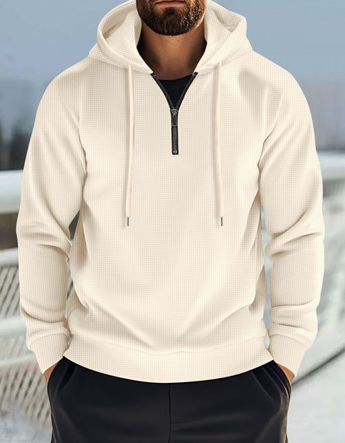 Load image into Gallery viewer, Men's Full Size Quarter Zip Long Sleeve Drawstring Hoodie Plus Size
