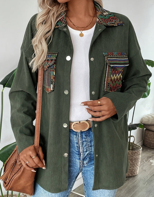 Load image into Gallery viewer, Snap Down Long Sleeve Jacket with Chest Pockets
