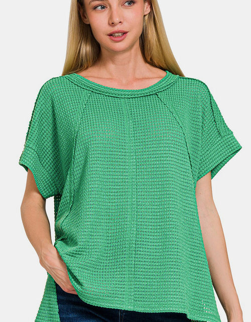 Load image into Gallery viewer, Zenana Waffle Exposed-Seam Short Sleeve T-Shirt
