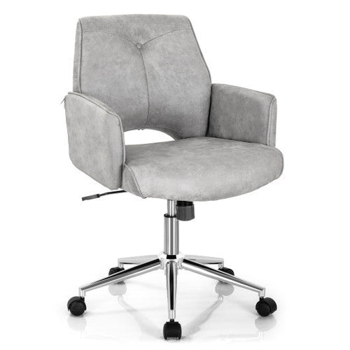 Load image into Gallery viewer, Adjustable Hollow Mid Back Leisure Office Chair with Armrest-Gray

