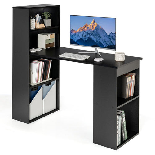 Load image into Gallery viewer, Computer Desk Writing Workstation Office with 6-Tier Storage Shelves-Black
