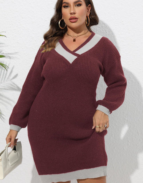 Load image into Gallery viewer, Plus Size Long Sleeve Sweater Dress
