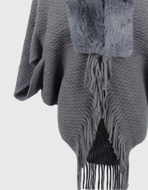 Load image into Gallery viewer, Open Front Fringe Hem Poncho
