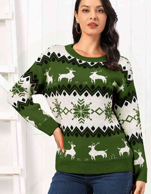 Load image into Gallery viewer, Reindeer Round Neck Sweater
