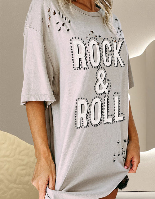 Load image into Gallery viewer, ROCK &amp; ROLL Round Neck Dropped Shoulder T-Shirt

