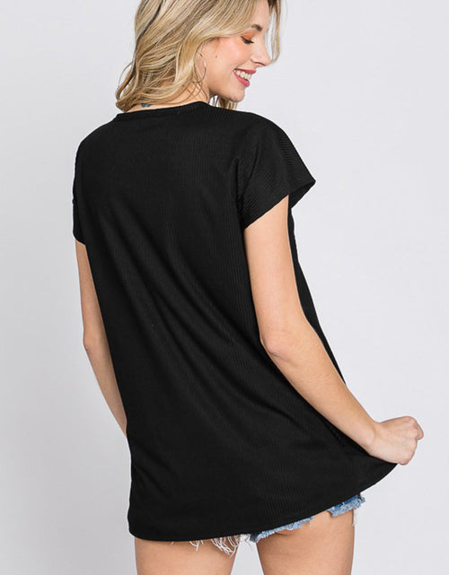 Load image into Gallery viewer, Heimish Full Size Front Button V-Neck Short Sleeve T-Shirt
