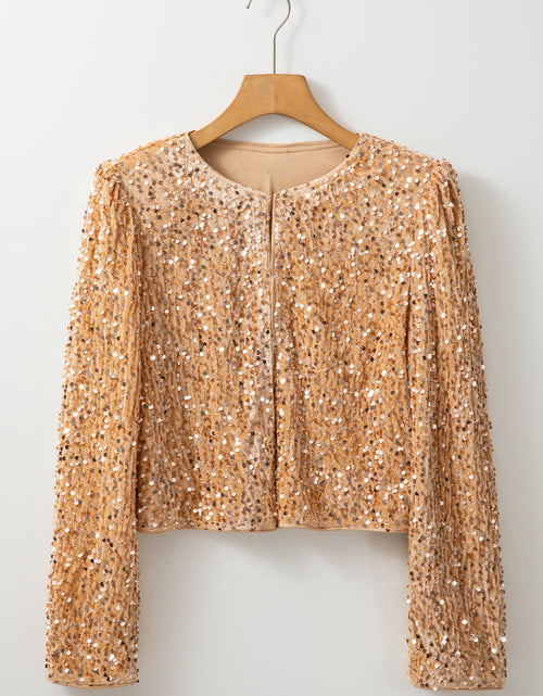 Load image into Gallery viewer, Sequin Open Front Long Sleeve Jacket
