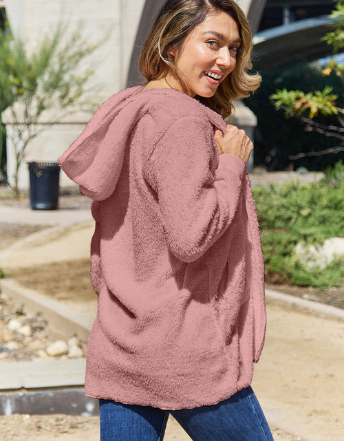 Load image into Gallery viewer, Full Size Teddy Hooded Jacket with Pockets
