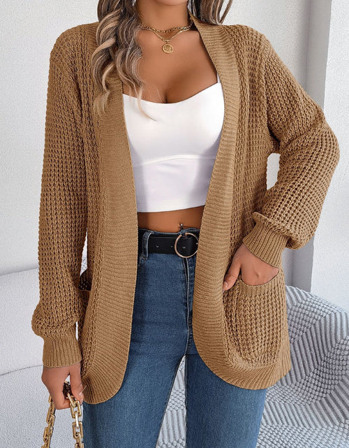 Load image into Gallery viewer, Open Front Long Sleeve Cardigan with Pockets

