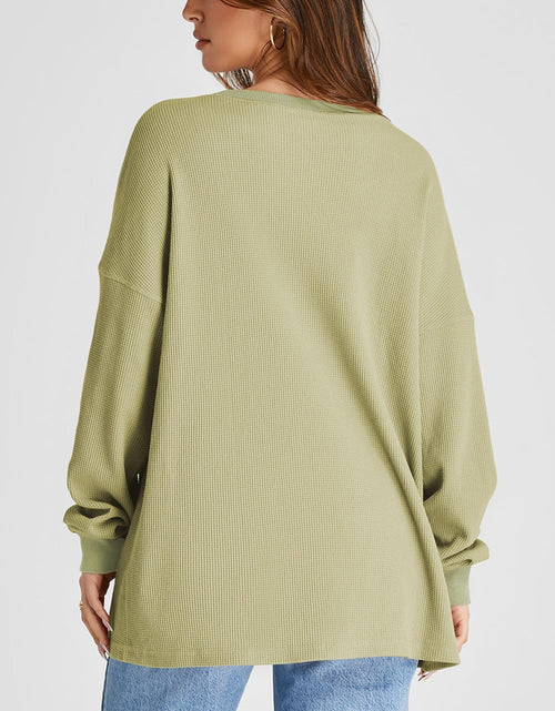 Load image into Gallery viewer, Waffle Knit Round Neck Long Sleeve T-Shirt
