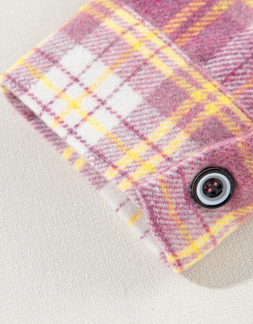 Load image into Gallery viewer, Plaid Collared Neck Button Up Shacket
