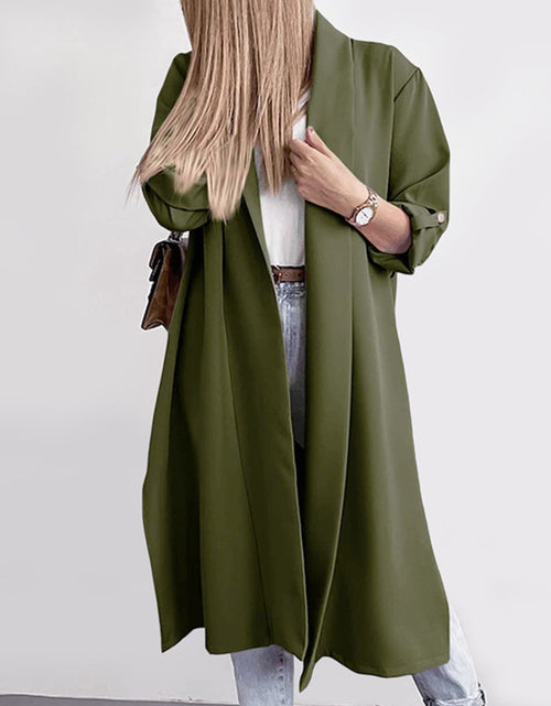 Load image into Gallery viewer, Slit Open Front Roll-Tab Sleeve Trench Coat
