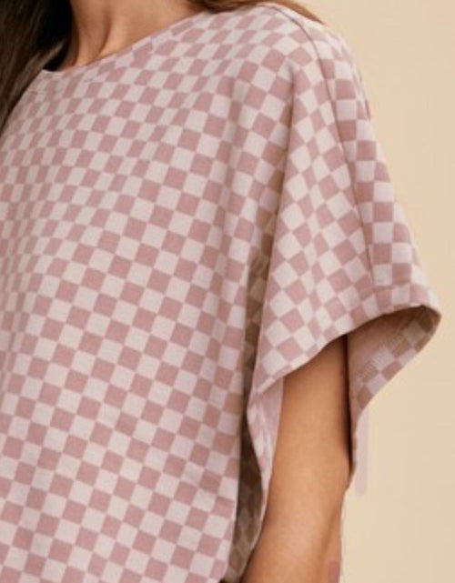 Load image into Gallery viewer, Annie Wear Checkered Round Neck Short Sleeve T-Shirt
