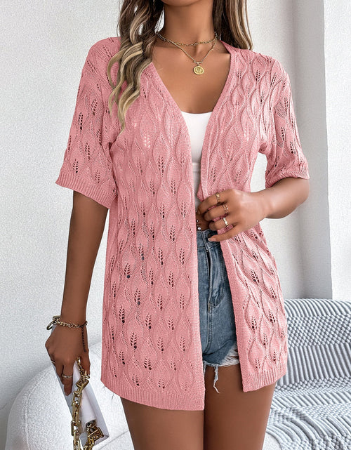 Load image into Gallery viewer, Openwork Open Front Short Sleeve Cardigan
