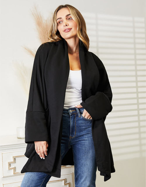 Load image into Gallery viewer, HEYSON Full Size Open Front Cardigan with Scarf Design

