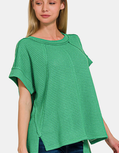 Load image into Gallery viewer, Zenana Waffle Exposed-Seam Short Sleeve T-Shirt
